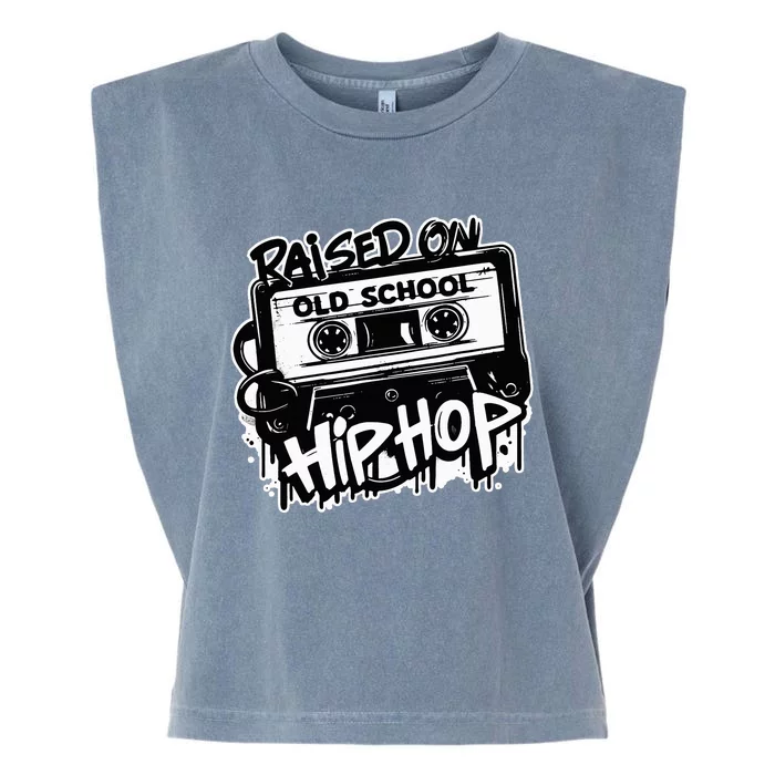 Raised On Old School Hip Hop Anniversary Cassette Graffiti Garment-Dyed Women's Muscle Tee