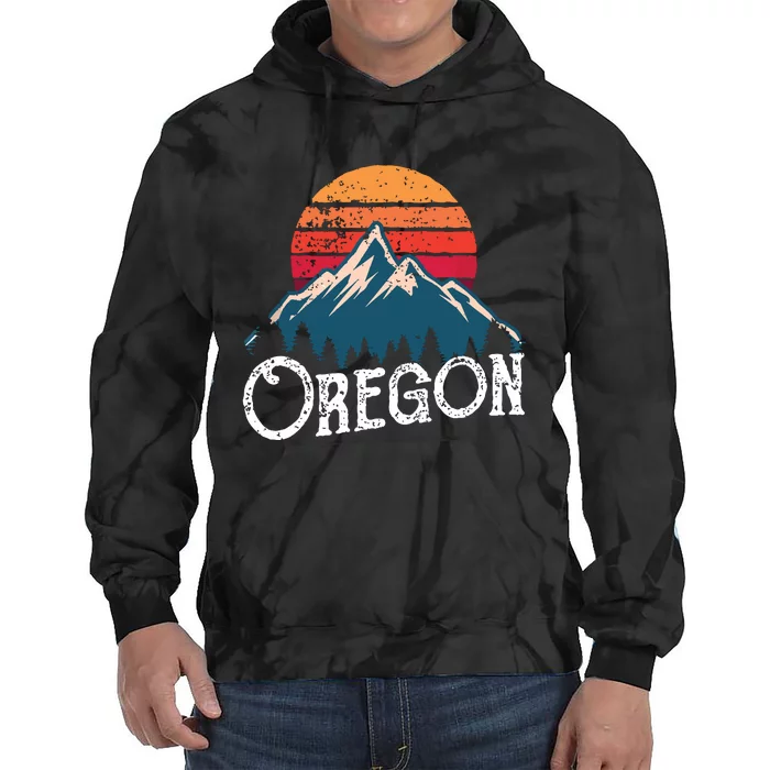 Retro Oregon Or Mountains Outdoor Wildness Tie Dye Hoodie