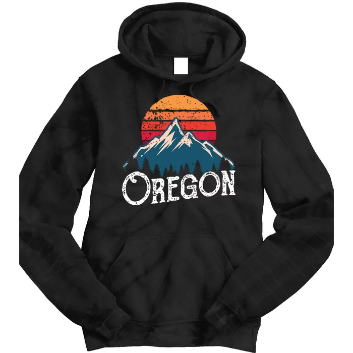 Retro Oregon Or Mountains Outdoor Wildness Tie Dye Hoodie