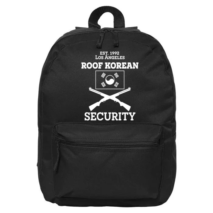 Roof Korean Security Est 1992 Los Angeles 16 in Basic Backpack