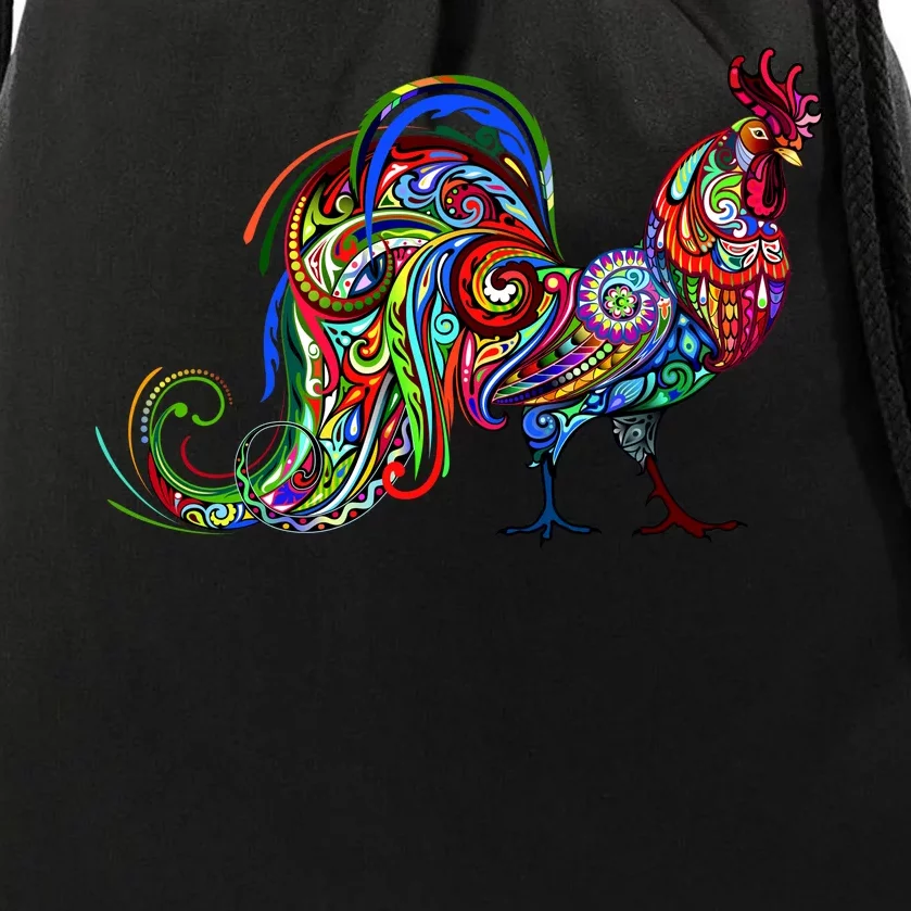 Rooster Trippy Cockerel Cock Drawstring Bag