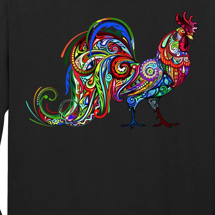 Rooster Trippy Cockerel Cock Tall Long Sleeve T-Shirt