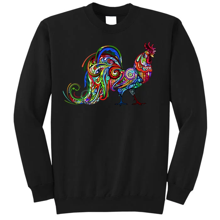 Rooster Trippy Cockerel Cock Tall Sweatshirt