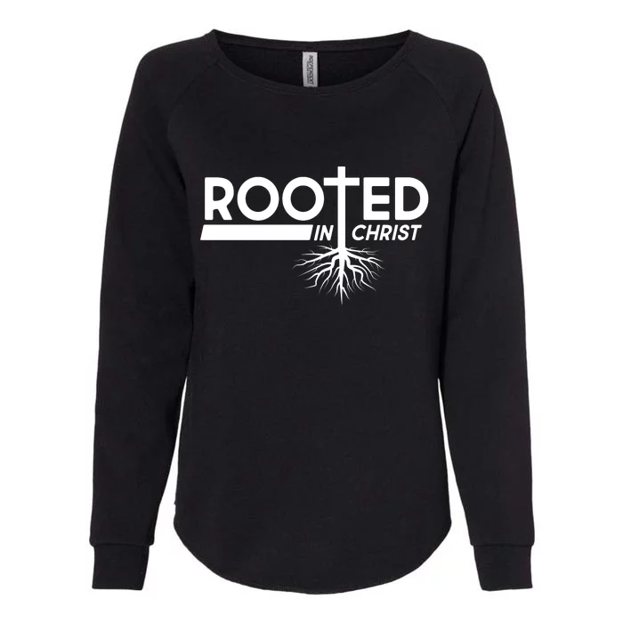 Rooted In Christ Tree Roots Womens California Wash Sweatshirt