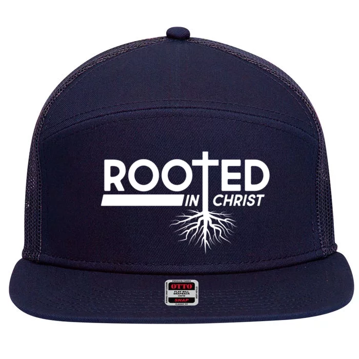 Rooted In Christ Tree Roots 7 Panel Mesh Trucker Snapback Hat