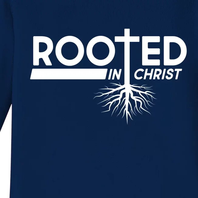 Rooted In Christ Tree Roots Baby Long Sleeve Bodysuit