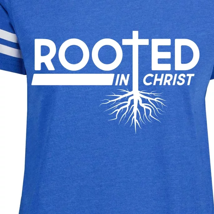 Rooted In Christ Tree Roots Enza Ladies Jersey Football T-Shirt