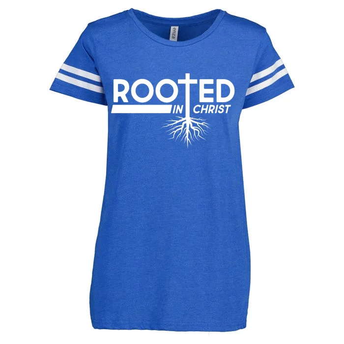 Rooted In Christ Tree Roots Enza Ladies Jersey Football T-Shirt