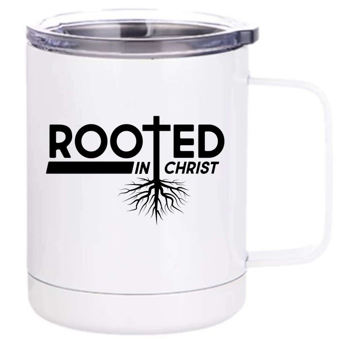 Rooted In Christ Tree Roots Front & Back 12oz Stainless Steel Tumbler Cup