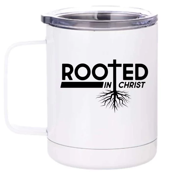 Rooted In Christ Tree Roots Front & Back 12oz Stainless Steel Tumbler Cup