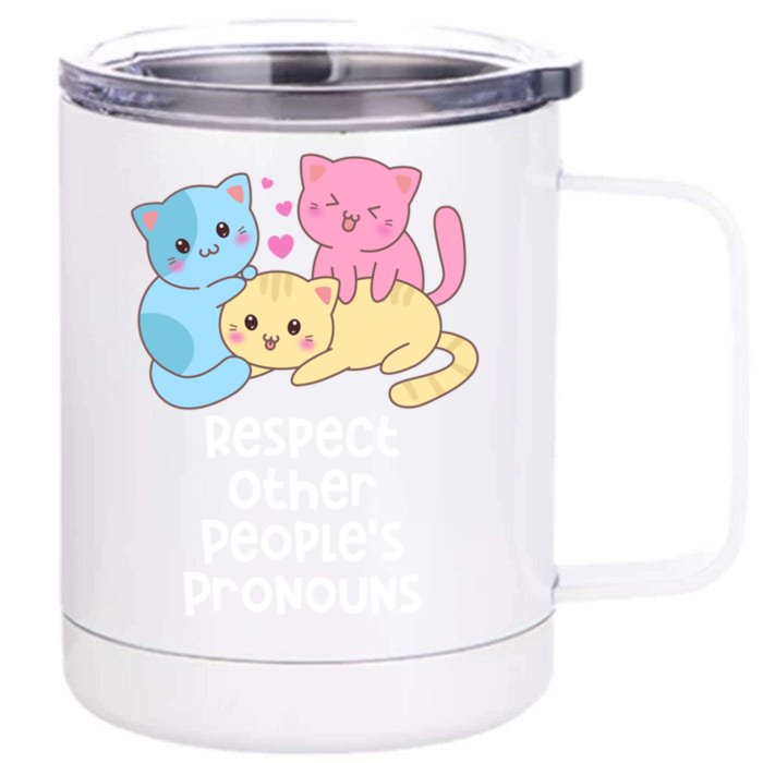 Respect Other Peoples Pronouns Pansexual Lgbtq Pan Pride Gift Front & Back 12oz Stainless Steel Tumbler Cup