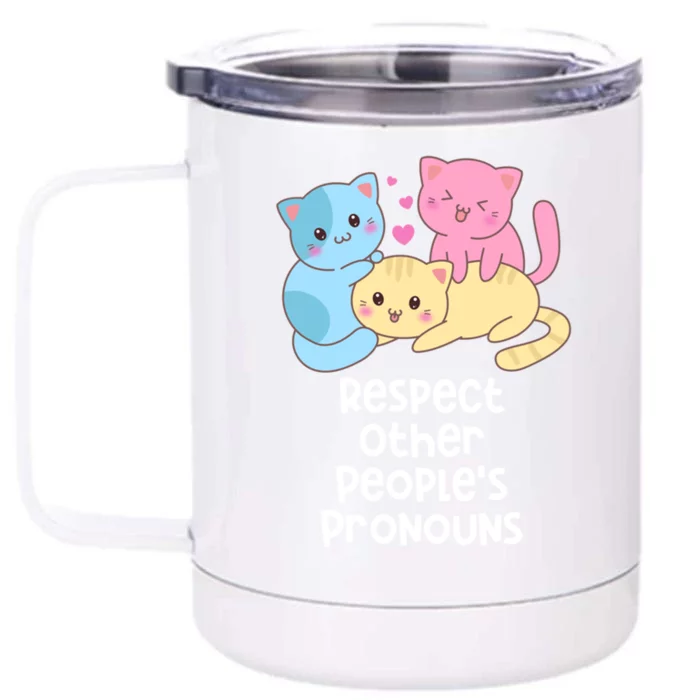 Respect Other Peoples Pronouns Pansexual Lgbtq Pan Pride Gift Front & Back 12oz Stainless Steel Tumbler Cup