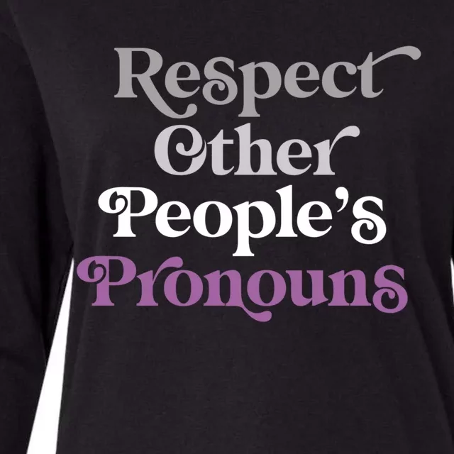 Respect Other Peoples Pronouns Asexual Lgbtqia Pride Flag Great Gift Womens Cotton Relaxed Long Sleeve T-Shirt