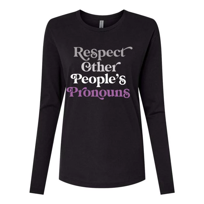 Respect Other Peoples Pronouns Asexual Lgbtqia Pride Flag Great Gift Womens Cotton Relaxed Long Sleeve T-Shirt