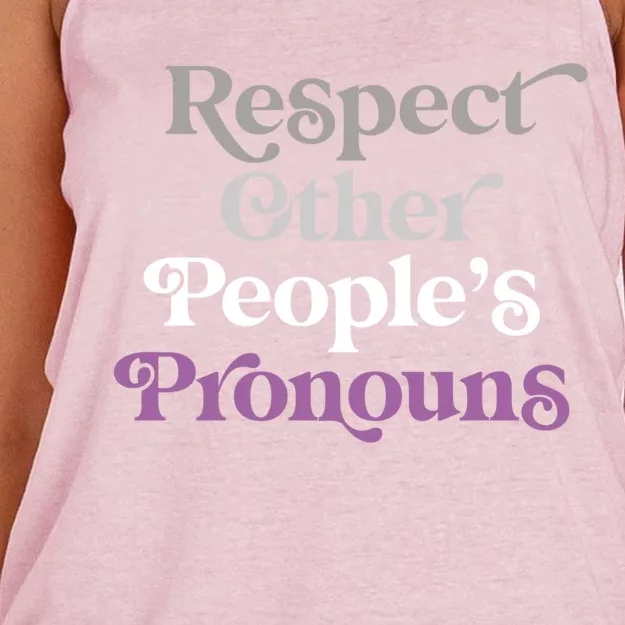 Respect Other Peoples Pronouns Asexual Lgbtqia Pride Flag Great Gift Women's Knotted Racerback Tank