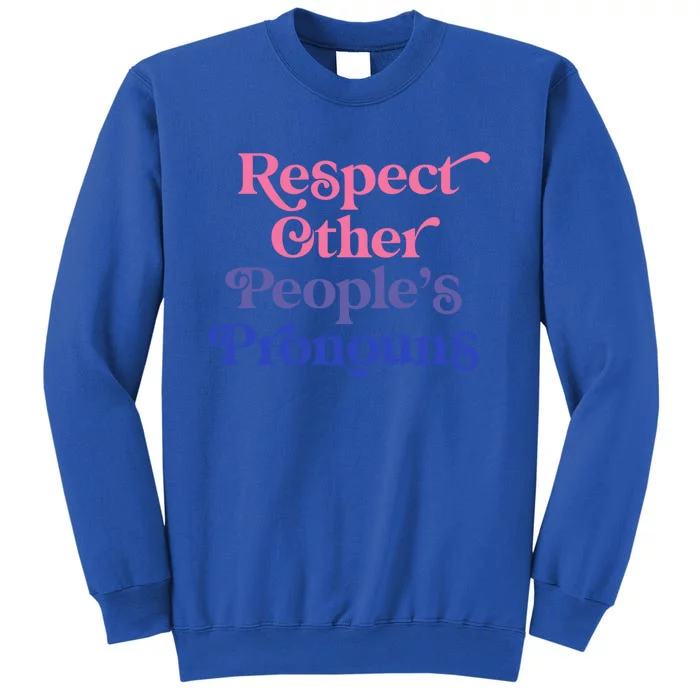 Respect Other Peoples Pronouns Bisexual Lgbtqia Pride Flag Gift Tall Sweatshirt