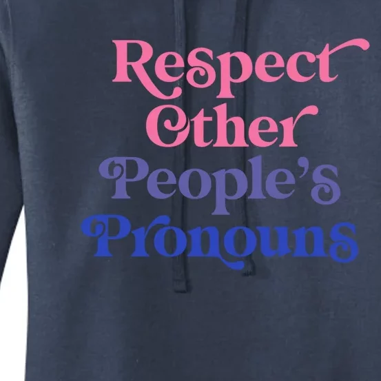 Respect Other Peoples Pronouns Bisexual Lgbtqia Pride Flag Gift Women's Pullover Hoodie