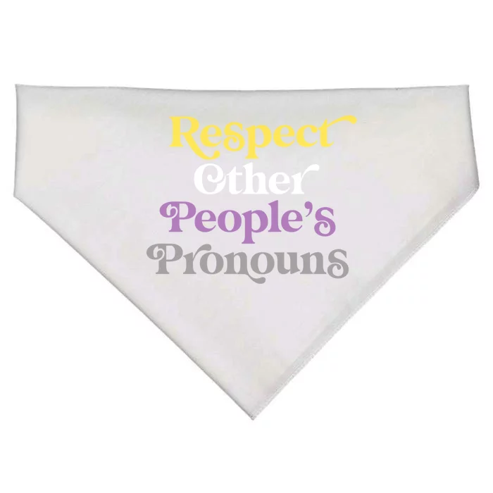 Respect Other Peoples Pronouns Nonbinary Lgbtqia Pride Gift USA-Made Doggie Bandana