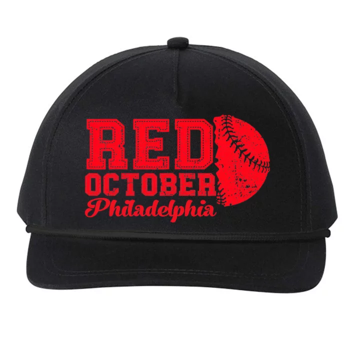 Red October Philadelphia Skyline Retro Philly Cityscap Snapback Five-Panel Rope Hat