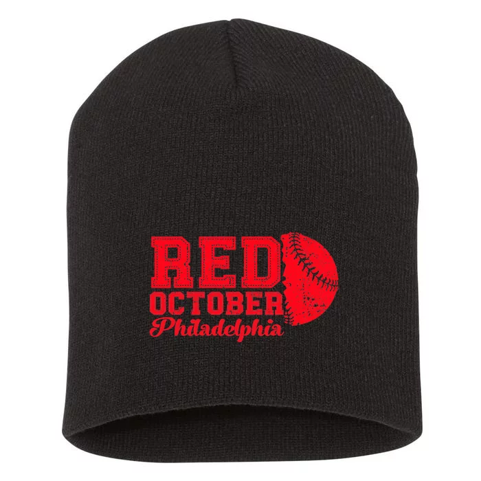 Red October Philadelphia Skyline Retro Philly Cityscap Short Acrylic Beanie