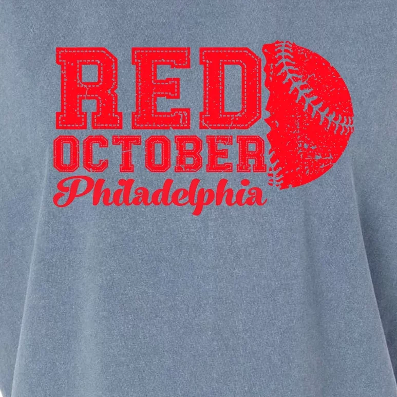 Red October Philadelphia Skyline Retro Philly Cityscap Garment-Dyed Women's Muscle Tee