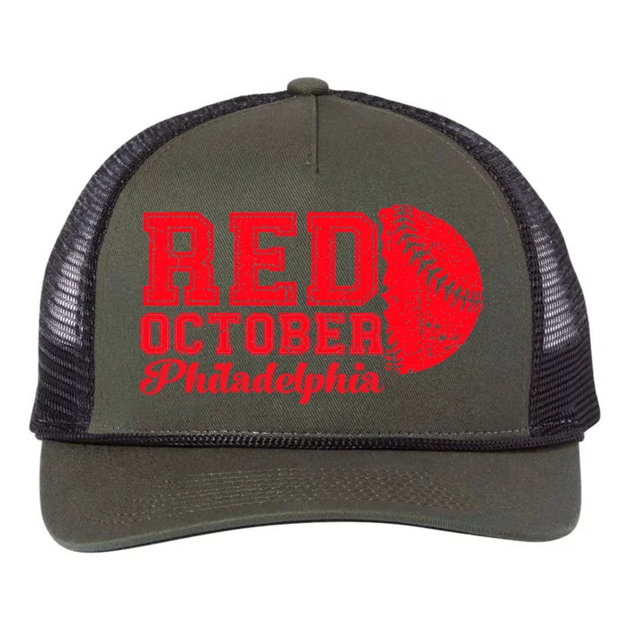 Red October Philadelphia Skyline Retro Philly Cityscap Retro Rope Trucker Hat Cap