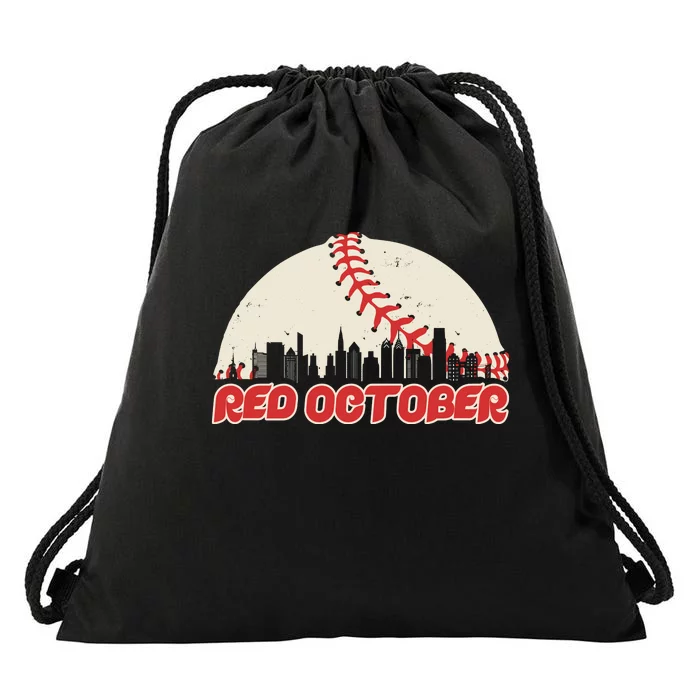 Red October Philadelphia Baseball Drawstring Bag