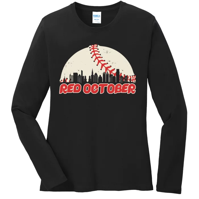 Red October Philadelphia Baseball Ladies Long Sleeve Shirt