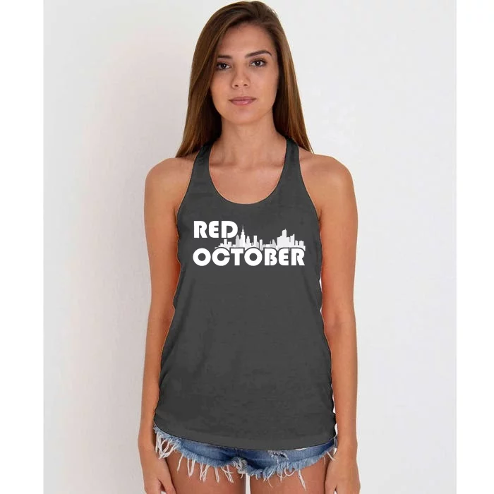 Red October Philly_ Philadelphia Baseball Fan Support Women's Knotted Racerback Tank