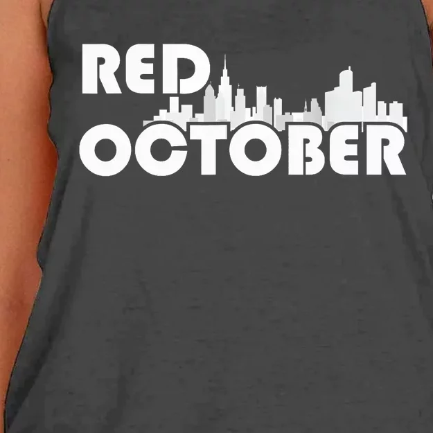 Red October Philly_ Philadelphia Baseball Fan Support Women's Knotted Racerback Tank