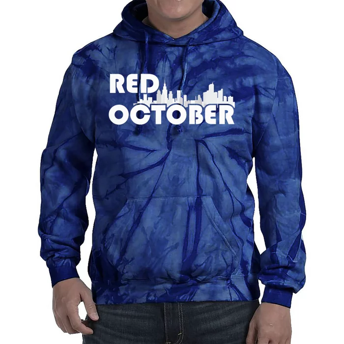 Red October Philly_ Philadelphia Baseball Fan Support Tie Dye Hoodie