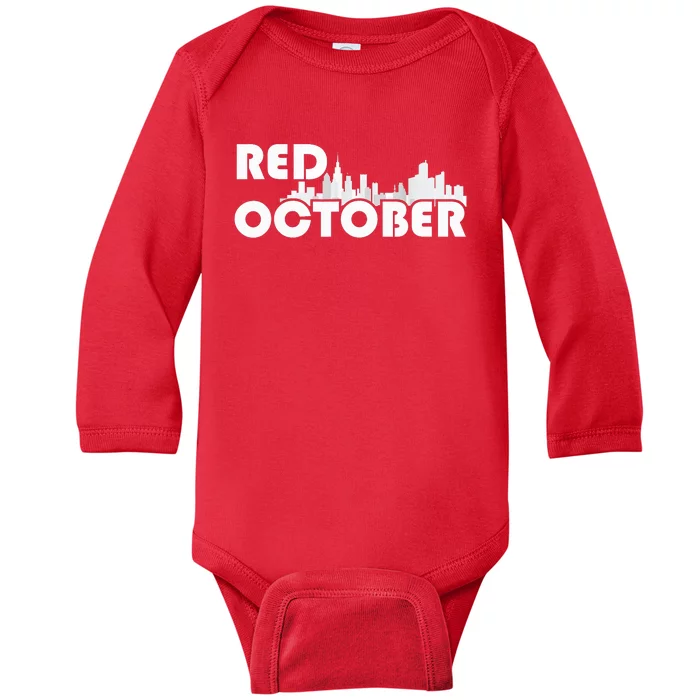 Red October Philly_ Philadelphia Baseball Fan Support Baby Long Sleeve Bodysuit