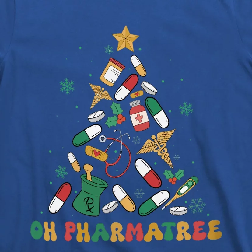 Retro Oh Pharmatree Christmas Tree Pharmacy Tech Crew Gift T-Shirt