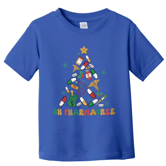 Retro Oh Pharmatree Christmas Tree Pharmacy Tech Crew Gift Toddler T-Shirt