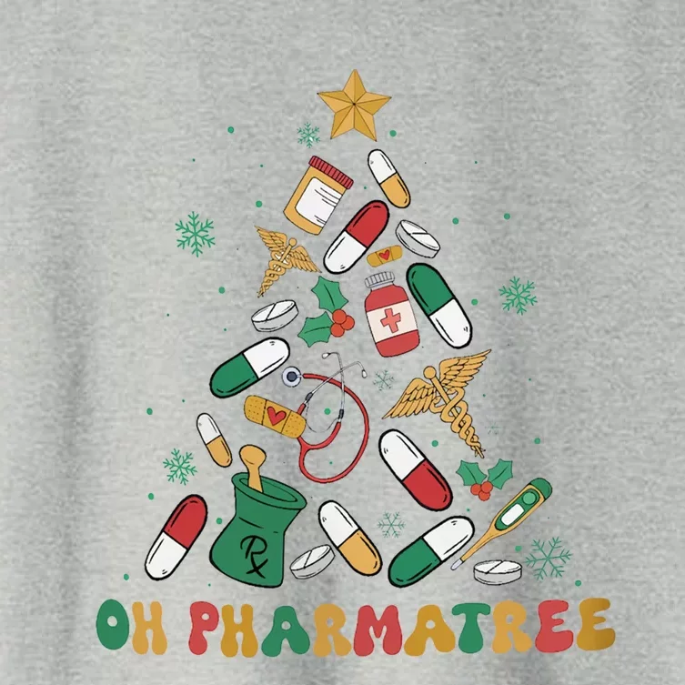 Retro Oh Pharmatree Christmas Tree Pharmacy Tech Crew Gift Women's Crop Top Tee