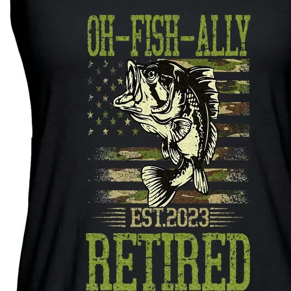 Retirement Ofishally Retired Camouflage Fishing Lovers Men Ladies Essential Flowy Tank