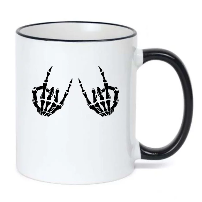 Rock On Rock Star Skeleton Hands Rocker Spooky Halloween Cool Gift Black Color Changing Mug