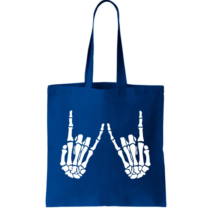 Rock On Rock Star Skeleton Hands Trendy Halloween Skeleton Gift Tote Bag