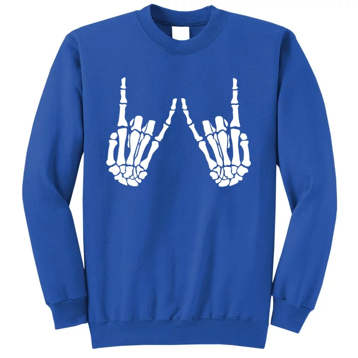 Rock On Rock Star Skeleton Hands Trendy Halloween Skeleton Gift Tall Sweatshirt