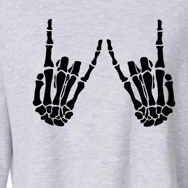 Rock On Rock Star Skeleton Hands Trendy Halloween Skeleton Gift Cropped Pullover Crew