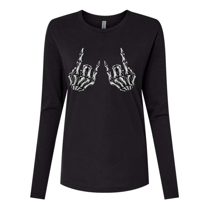 Rock On Rock Star Skeleton Hands Gift Womens Cotton Relaxed Long Sleeve T-Shirt