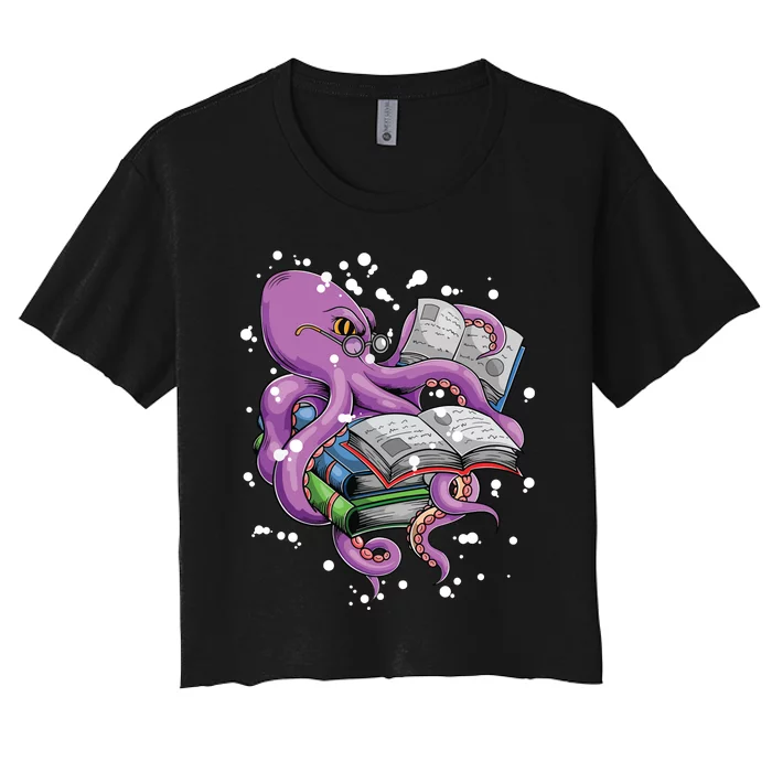 Reading Octopus Women's Crop Top Tee