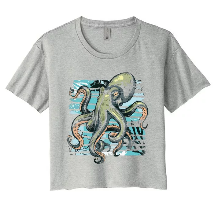 Retro Octopus Women's Crop Top Tee