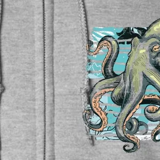 Retro Octopus Full Zip Hoodie