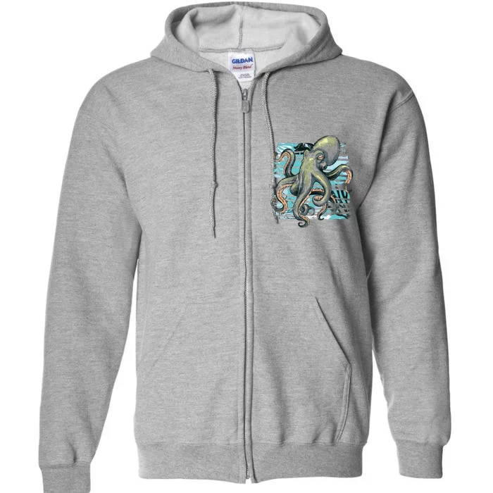 Retro Octopus Full Zip Hoodie