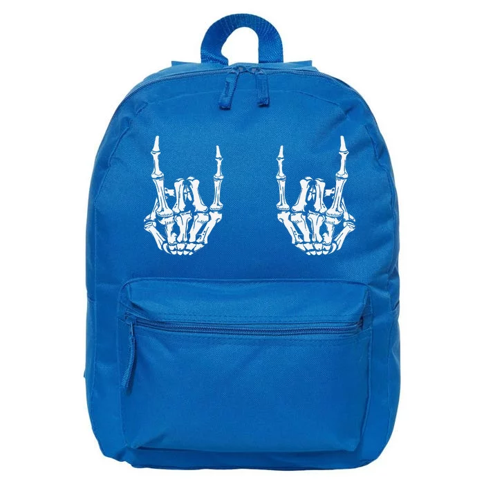 Rock On Rock Star Skeleton Hands Rocker Funny Halloween 16 in Basic Backpack