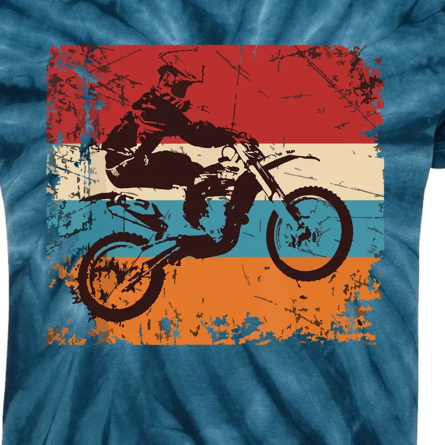 Retro Off Road Motorcycle Motocross Gift Kids Tie-Dye T-Shirt