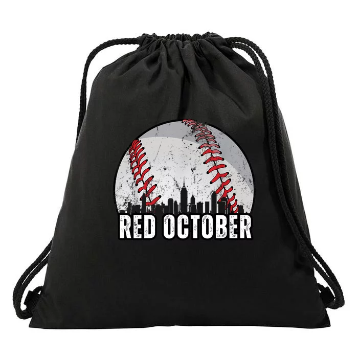 Red October Retro Vintage Drawstring Bag