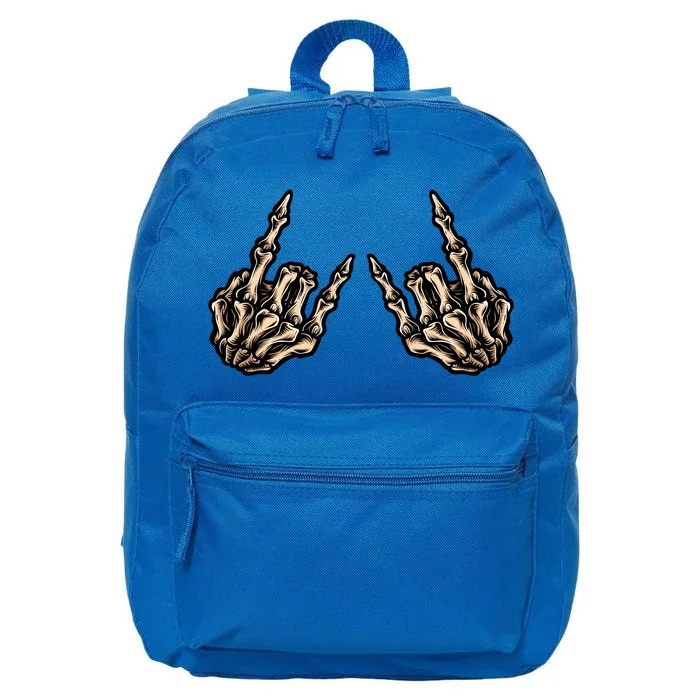 Rock On Rock Star Skeleton Hands Rock And Roll Music Vibes Meaningful Gift 16 in Basic Backpack