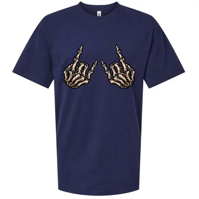 Rock On Rock Star Skeleton Hands Rock And Roll Music Vibes Meaningful Gift Sueded Cloud Jersey T-Shirt